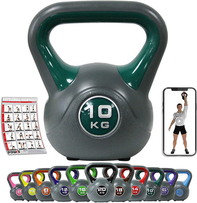 Kettlebell plastic 220 kg including workout I kettlebell in various colors