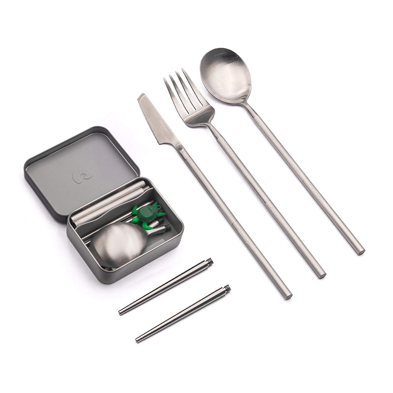 Travel cutlery from camping cutlery set for 1 person with chopsticks and case