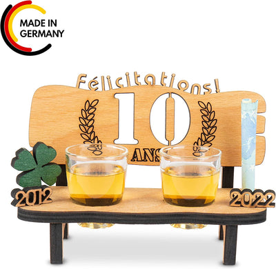 Liquor bench with year number, wooden laurel wreath with number engraving, gift for the 50th