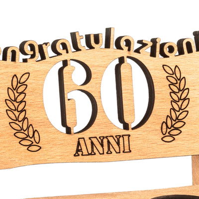 Liquor bench with year number, wooden laurel wreath with number engraving, gift for the 50th