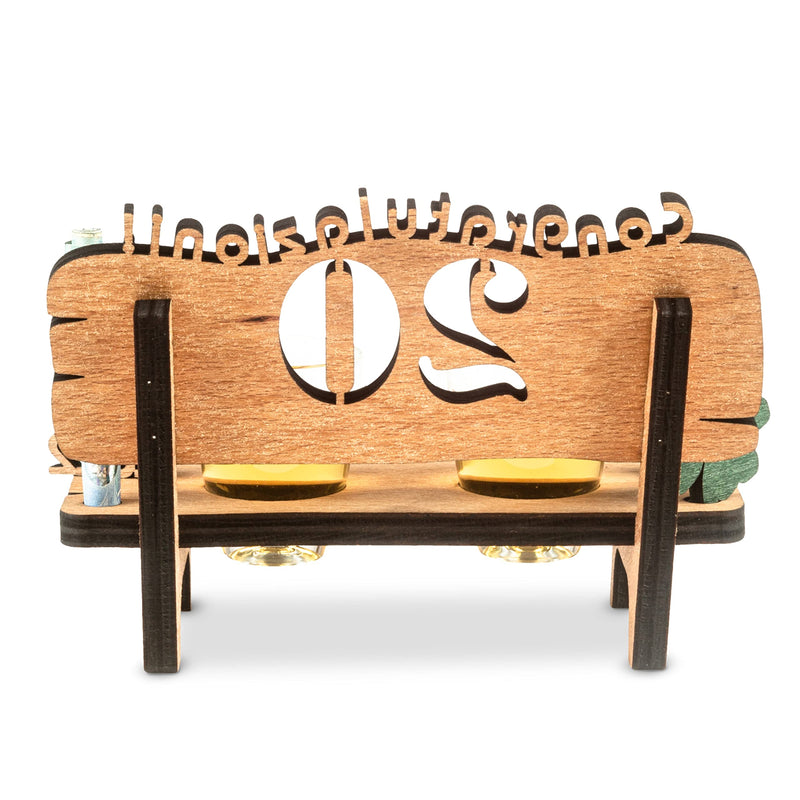 Liquor bench with year number, wooden laurel wreath with number engraving, gift for the 50th