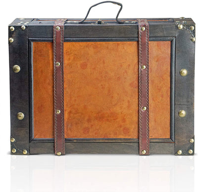 BRYNNBERG LOCKABLE TREASURE CHEST 38X27X14CM - ANTIQUE DECORATIVE CASE