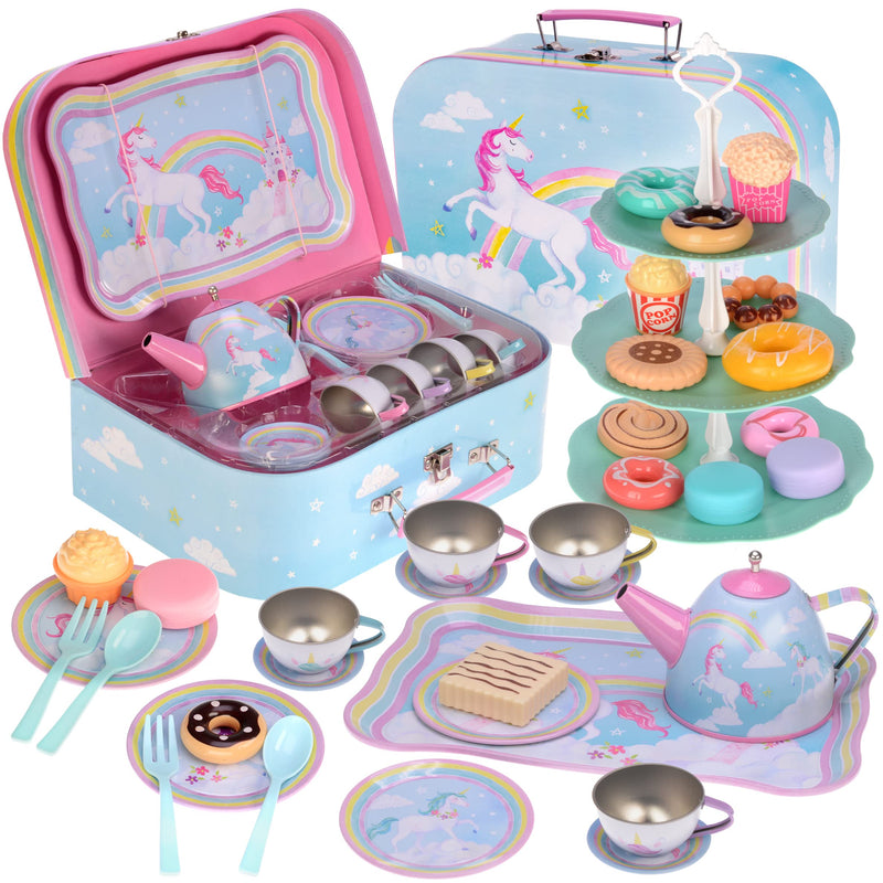 42-piece tea service set for young girls tin tea set children