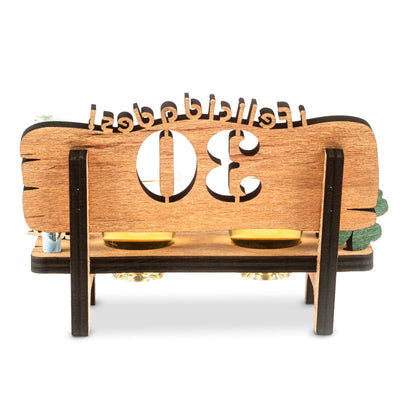 Liquor bench with year number, wooden laurel wreath with number engraving, gift for the 50th