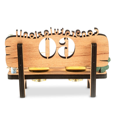 Liquor bench with year number, wooden laurel wreath with number engraving, gift for the 50th