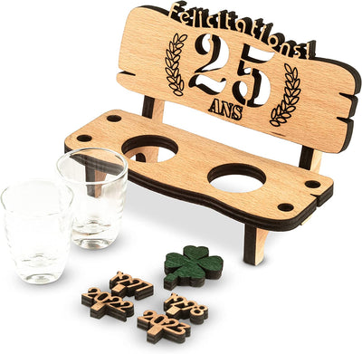 Liquor bench with year number, wooden laurel wreath with number engraving, gift for the 50th