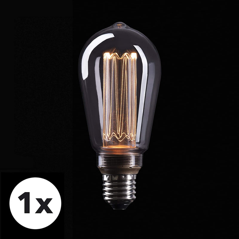 Smoky Edison Illusion Filament Light Bulb E27 Socket In Smoked Glass Look