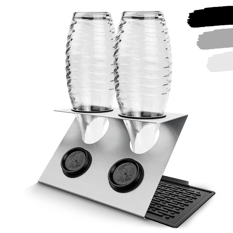 Set of 2 bottle holders compatible with Sodastream made of stainless steel Steeldry