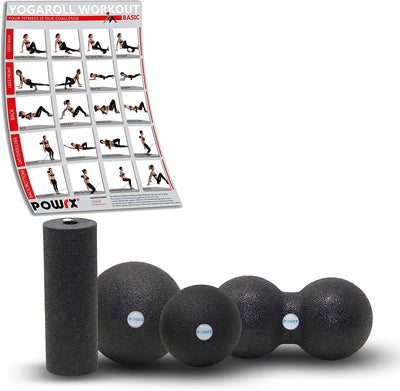 POWRX FASCIA ROLL SET INCL. WORKOUT I PROFESSIONAL FOAM ROLLER MASSAGE ROLLER I GYMNASTICS ROLLER FOR TRIGGER POINT SELF-MASSAGE