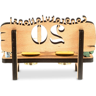 Liquor bench with year number, wooden laurel wreath with number engraving, gift for the 50th