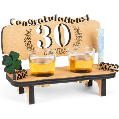 Liquor bench with year number, wooden laurel wreath with number engraving, gift for the 50th