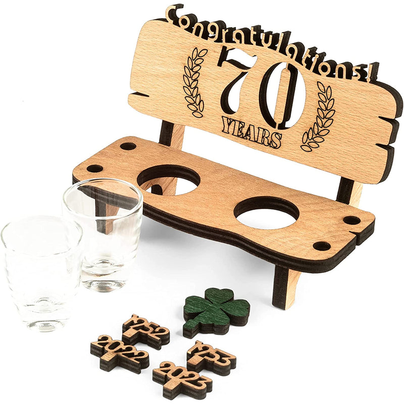 Liquor bench with year number, wooden laurel wreath with number engraving, gift for the 50th