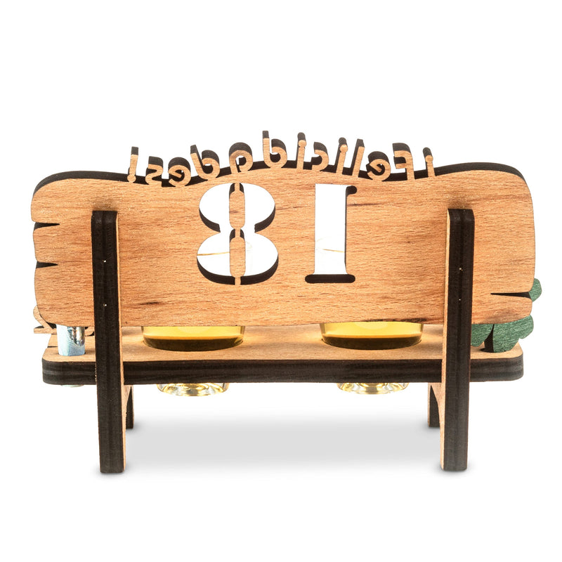 Liquor bench with year number, wooden laurel wreath with number engraving, gift for the 50th