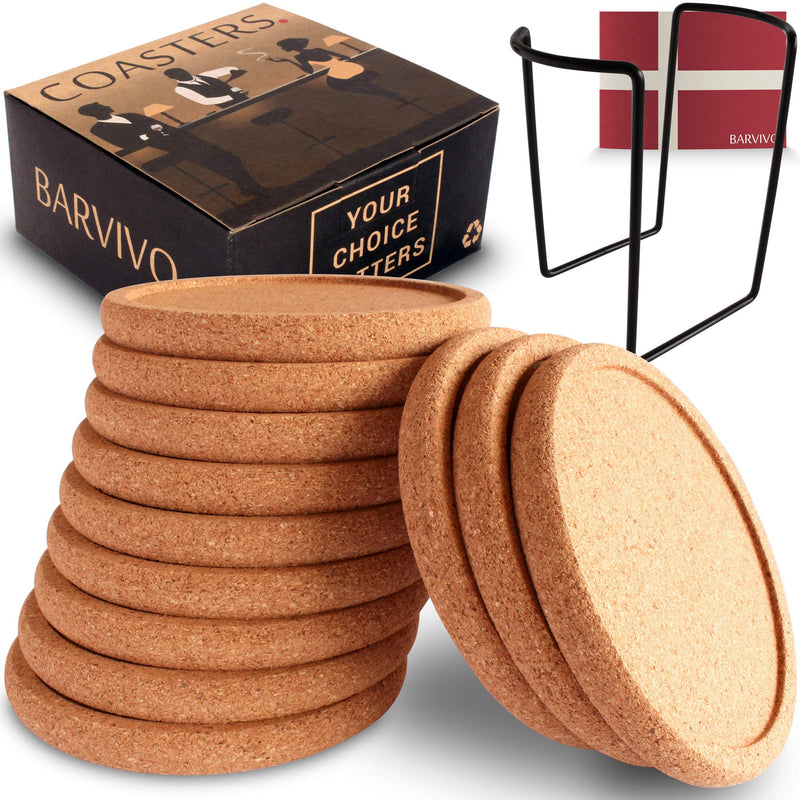 BARVIVO COASTER MADE OF NATURAL CORK FOR DRINKS + HOLDER