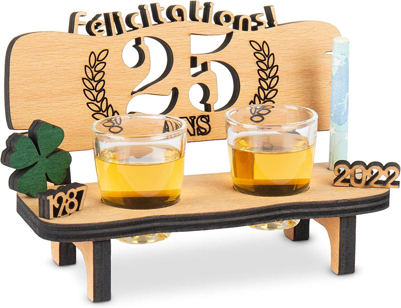 Liquor bench with year number, wooden laurel wreath with number engraving, gift for the 50th