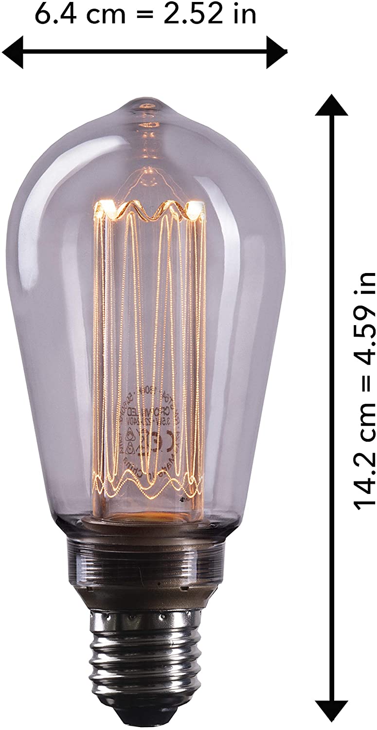 Smoky Edison Illusion Filament Light Bulb E27 Socket In Smoked Glass Look