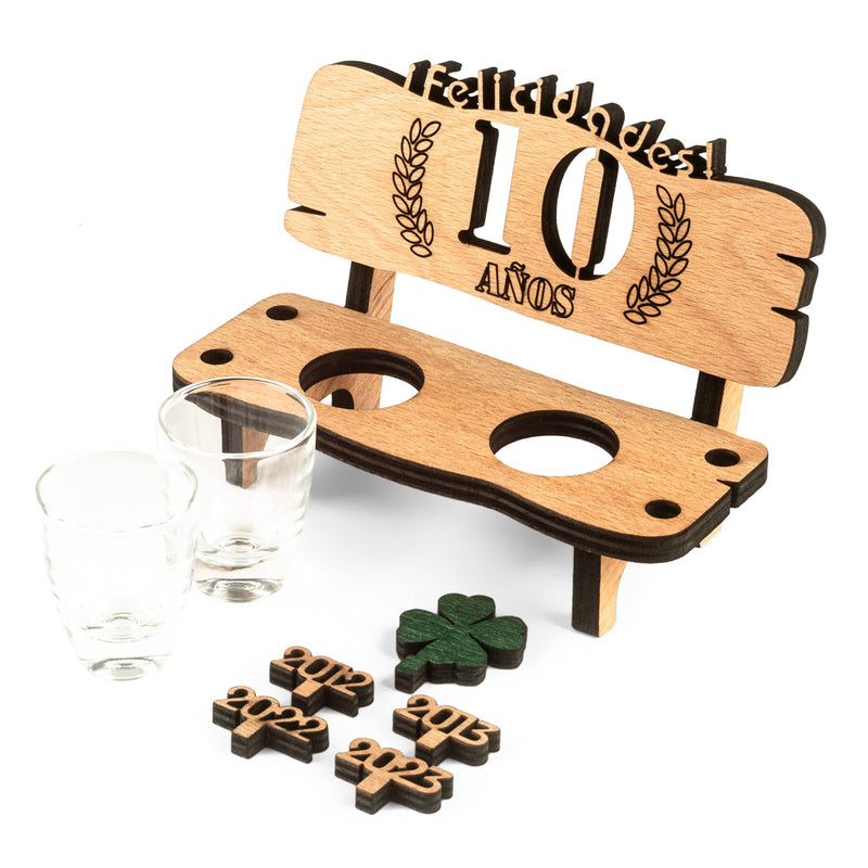 Liquor bench with year number, wooden laurel wreath with number engraving, gift for the 50th