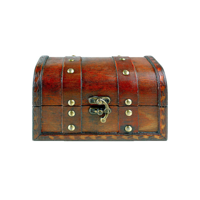 BRYNNBERG SMALL TREASURE CHEST 17X10X10CM WOODEN CHEST TREASURE CHEST VINTAGE LOOK ANTIQUE DESIGN PIRATES TREASURE HUNT WOOD RED BROWN BLACK