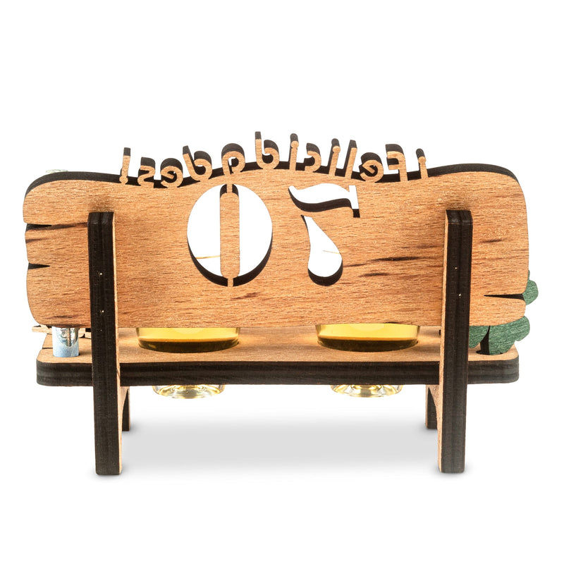 Liquor bench with year number, wooden laurel wreath with number engraving, gift for the 50th