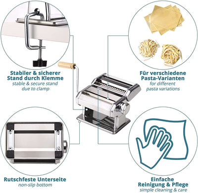 Pasta Maker Pasta Machine Manual Pasta Machine Made of Stainless Steel Chrome for