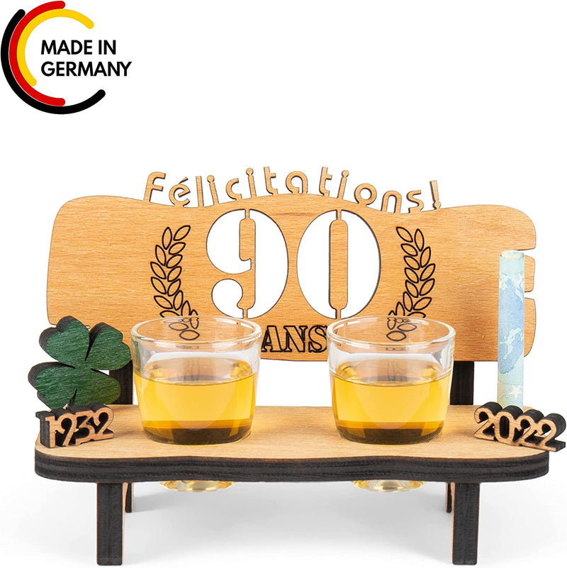 Liquor bench with year number, wooden laurel wreath with number engraving, gift for the 50th