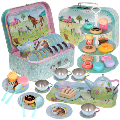 42-piece tea service set for young girls tin tea set children