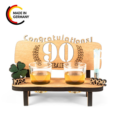 Liquor bench with year number, wooden laurel wreath with number engraving, gift for the 50th