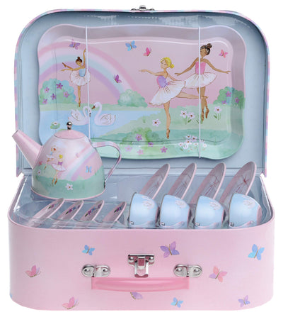 Children's play tin tea set carrying bag children's tableware play kitchen 15