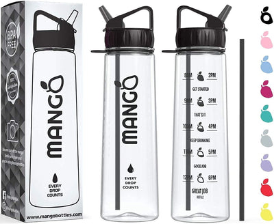 MANGO SPORTS WATER BOTTLE WITH MOTIVATING TIME MARKS – BPA FREE PLASTIC