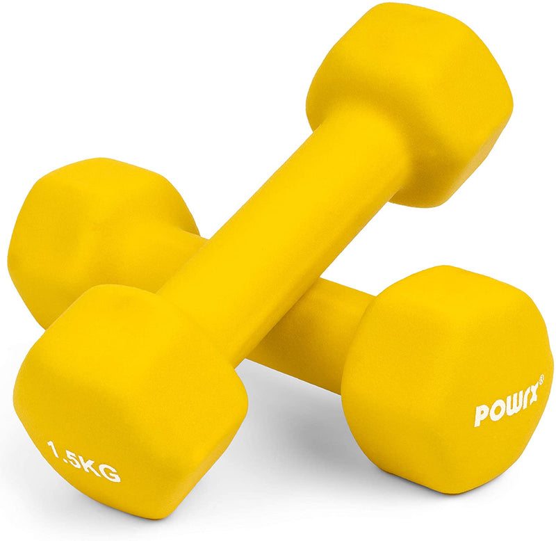 Hexagonal neoprene dumbbells 2 x 2 kg (pair) including workout I 05 10 kg I weights