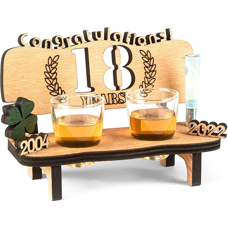 Liquor bench with year number, wooden laurel wreath with number engraving, gift for the 50th