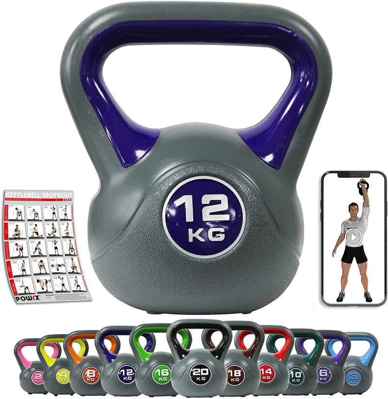 Kettlebell plastic 220 kg including workout I kettlebell in various colors