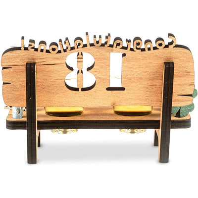 Liquor bench with year number, wooden laurel wreath with number engraving, gift for the 50th