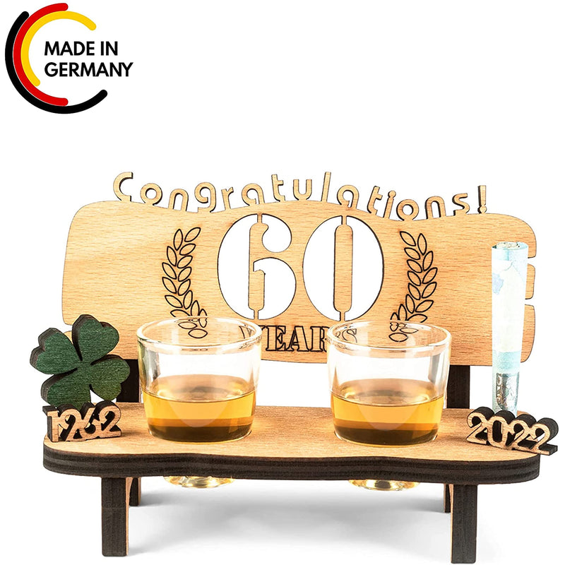 Liquor bench with year number, wooden laurel wreath with number engraving, gift for the 50th