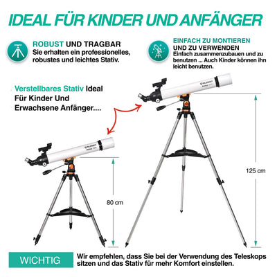 Telescope Astronomy Portable and Powerful 20x250x Easy to Assemble