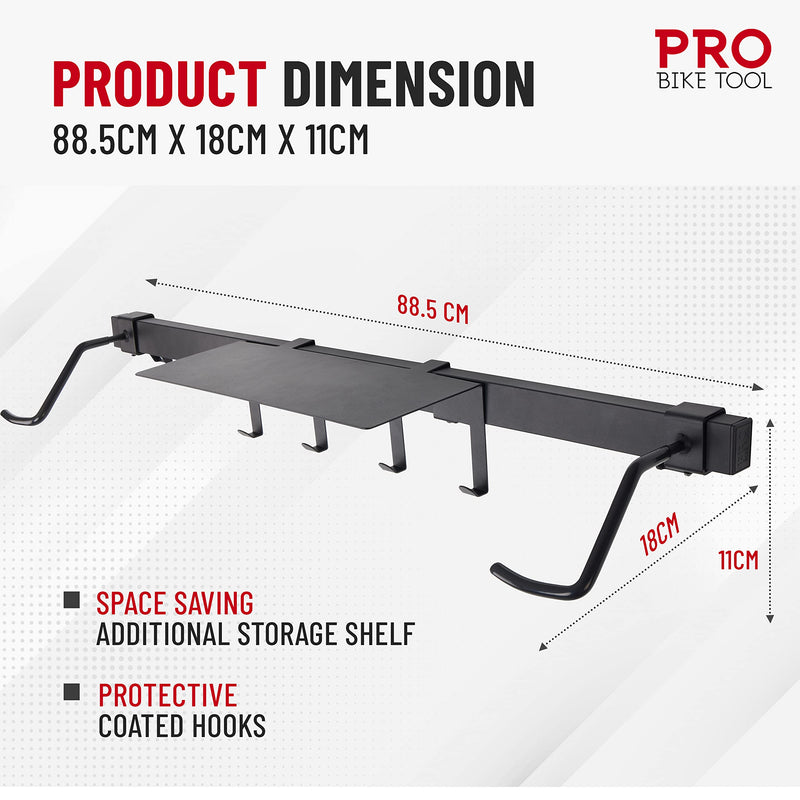 Indoor bicycle stand and shelf sliding wall mount for 2 bicycles