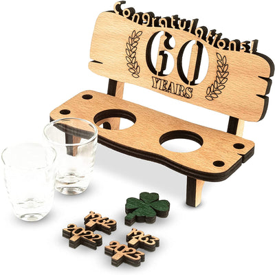 Liquor bench with year number, wooden laurel wreath with number engraving, gift for the 50th