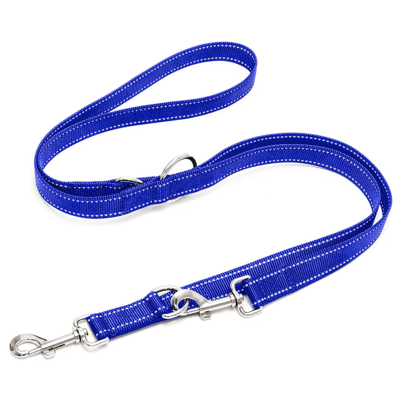 HAPPILAX DOG LEASH 2M ADJUSTABLE - BLUE / REFLECTIVE - 3 LEVEL ADJUSTABLE LEASH - DOUBLE LEASH