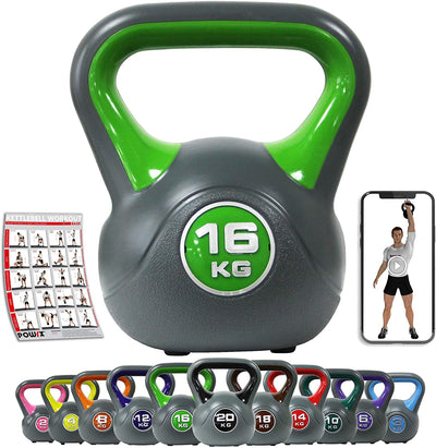 Kettlebell plastic 220 kg including workout I kettlebell in various colors