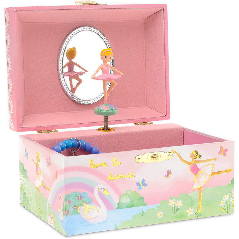 Music box jewelry box for girls with rotating unicorn rainbow