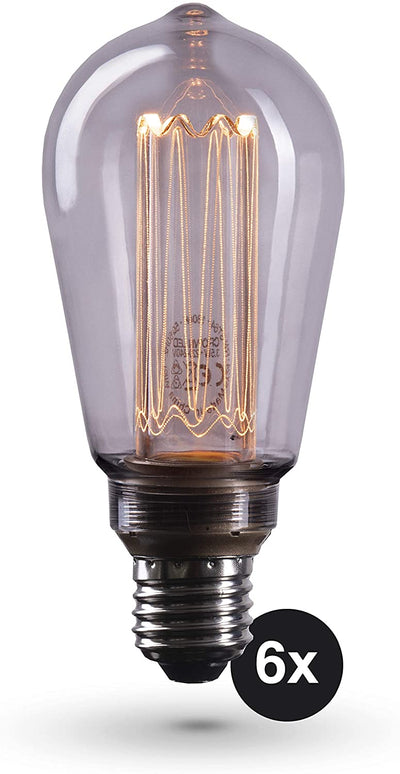 Smoky Edison Illusion Filament Light Bulb E27 Socket In Smoked Glass Look