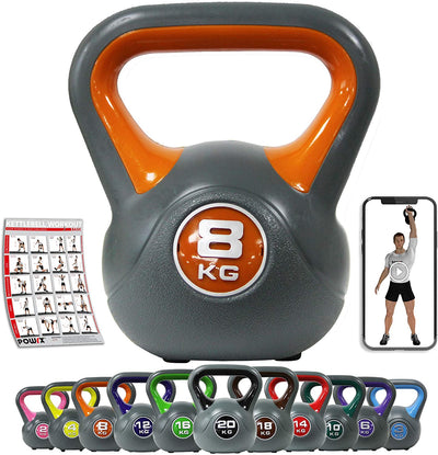 Kettlebell plastic 220 kg including workout I kettlebell in various colors