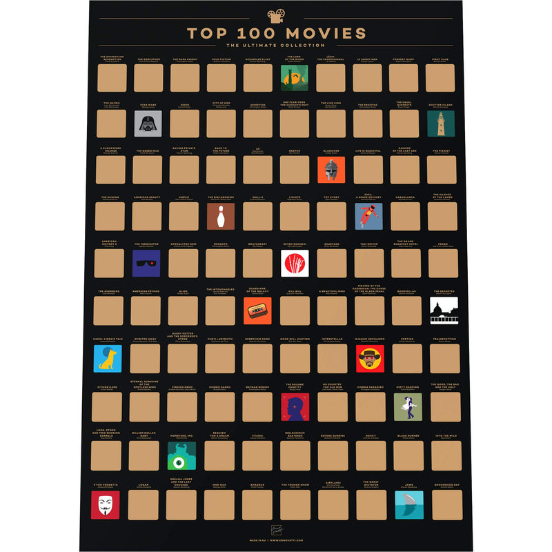 ENNO VATTI TOP 100 MOVIES SCRATCH OFF POSTER