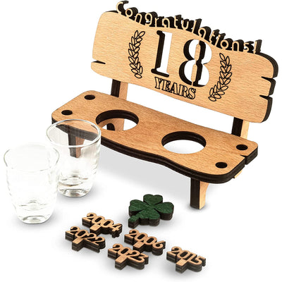 Liquor bench with year number, wooden laurel wreath with number engraving, gift for the 50th