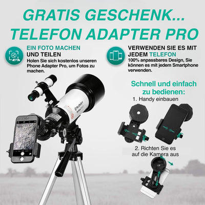 Telescope Astronomy Portable and Powerful 20x250x Easy to Assemble