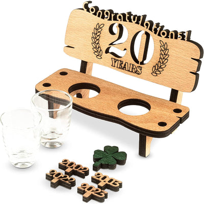 Liquor bench with year number, wooden laurel wreath with number engraving, gift for the 50th