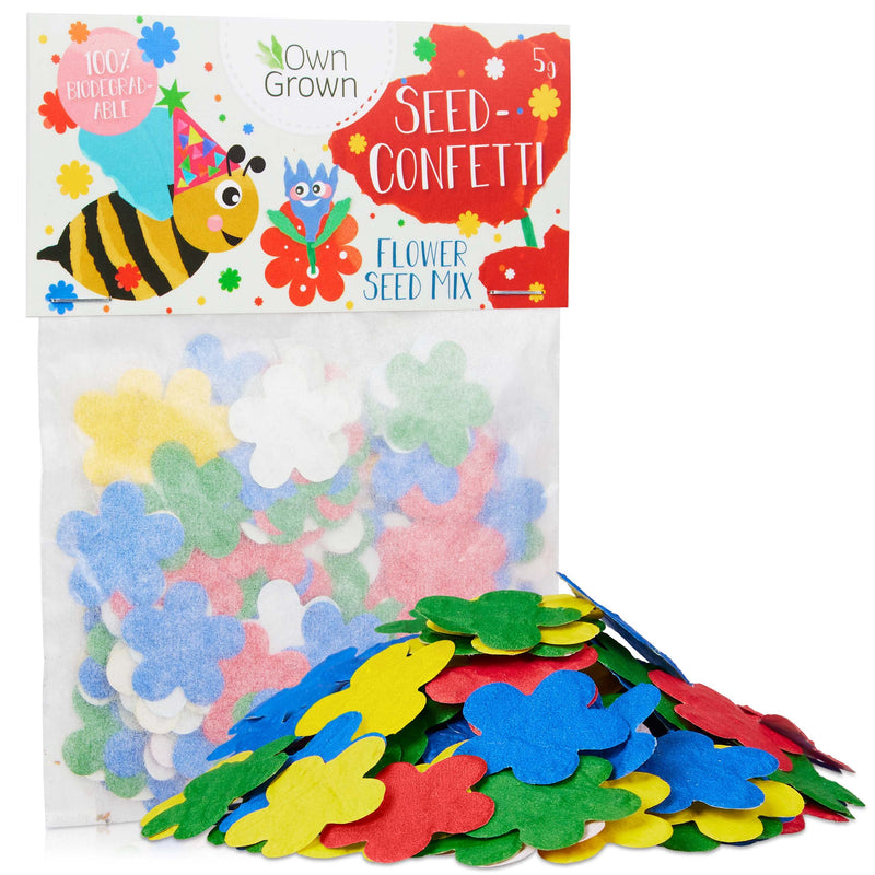 OWNGROWN SEED CONFETTI: 5G DEGRADABLE CONFETTI PAPER WITH FLOWER SEEDS - FLOWER CONFETTI MADE OF SEED PAPER - FLOWER MEADOW SEEDS