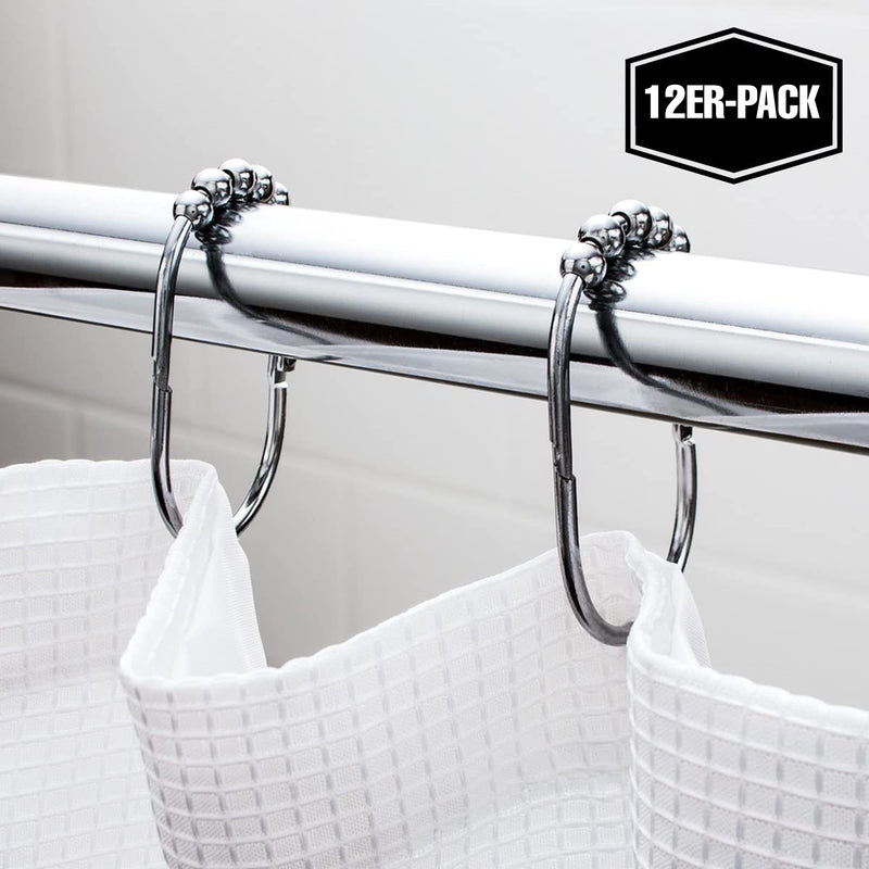 Wide shower curtain rings hooks stainless steel set of 12