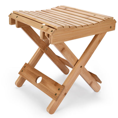 Bamboo Folding Stool Bath Chair For Shaving Foldable Bench For Bathroom Spa