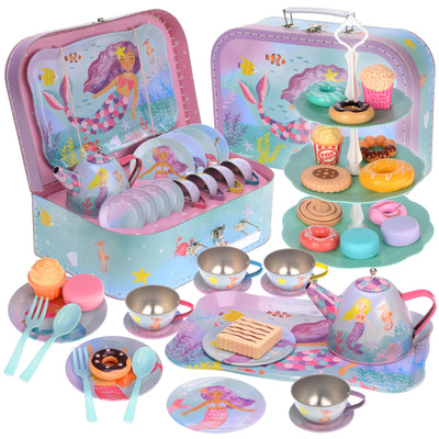 42-piece tea service set for young girls tin tea set children